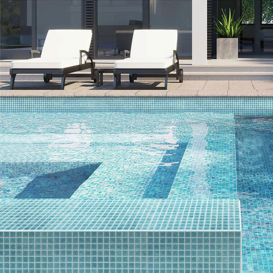 Speckled Turquoise Squares Glass Pool Tile | Colorful Backsplash ...