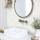 Speckled White Squares Glass Pool Tile Bathroom Backsplash