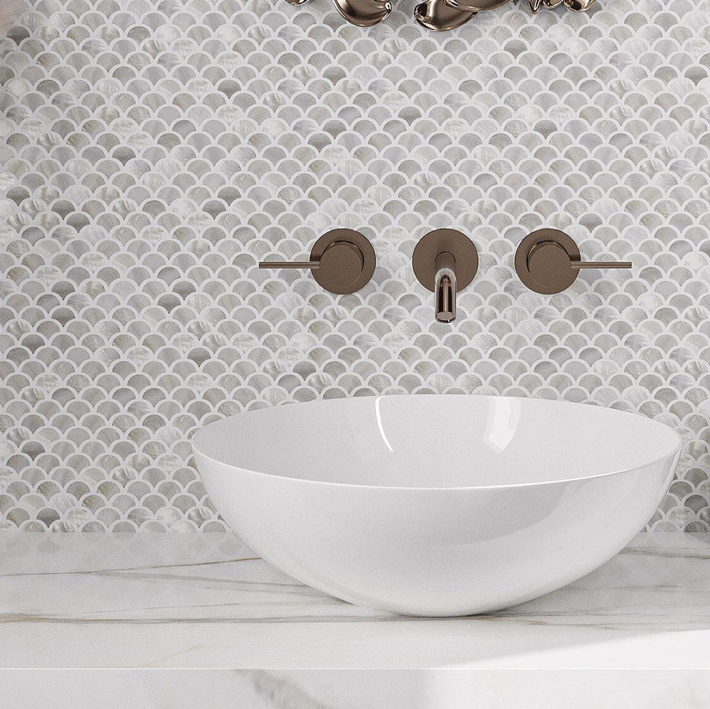 White Scales Mother Of Pearl Mosaic Wall Tile