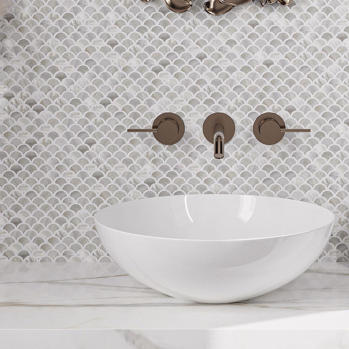 White Scales Mother Of Pearl Mosaic Wall Tile
