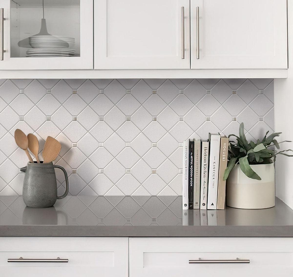 Square Rhombus Pearl White Thassos Shell Tile | Tile Club