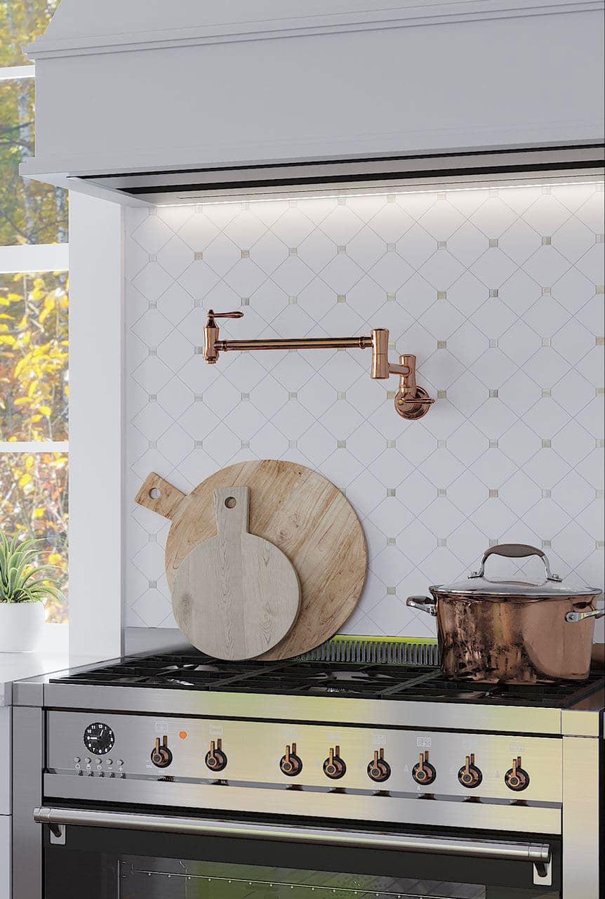 Square Rombus Pearl White Thassos Shell Tile Backsplash