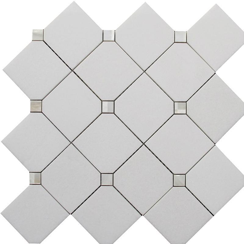 pearl white thassos tile 5Diamond tile with Mother of Pearl and White Marble