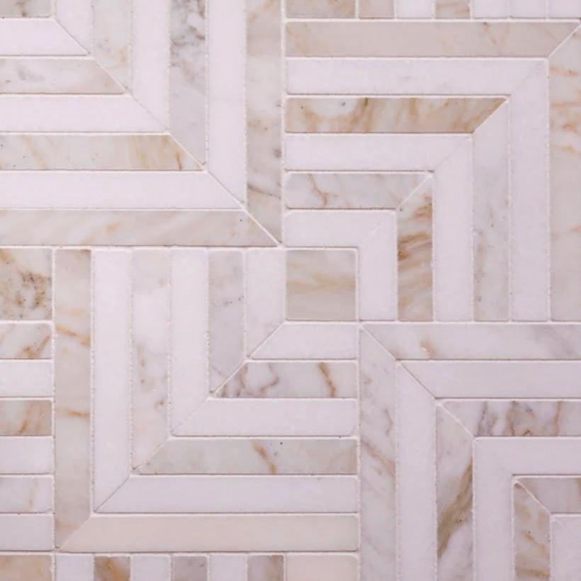 Square Weave Calacatta Gold & Thassos Mosaic Tile | Tile Club