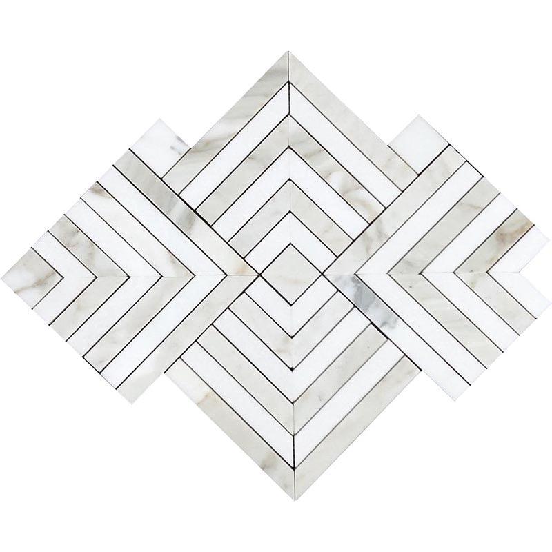 Square Weave Calacatta Gold & Thassos Mosaic Tile | Tile Club