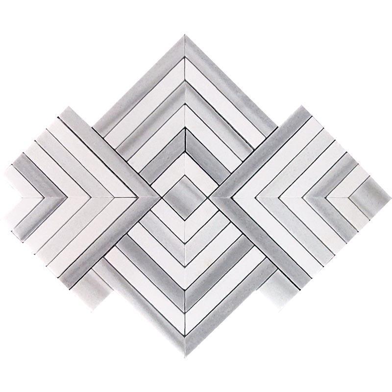 Square Weave Equator & Thassos Polished Mosaic Tile Sample