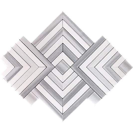 Square Weave Equator & Thassos Polished Mosaic Tile Sample