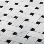 Black and White Basket Weave Tile in Carrara Marble