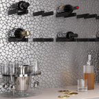 Stainless Steel Pebble Metal Mosaic Tile wine bar backsplash