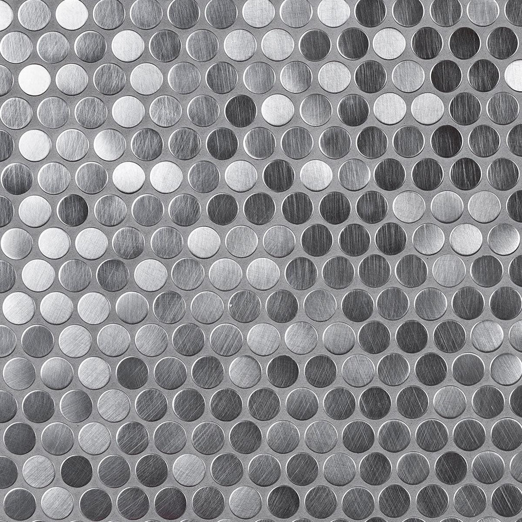 Add a modern industial touch with Stainless Steel Metal Penny Tile