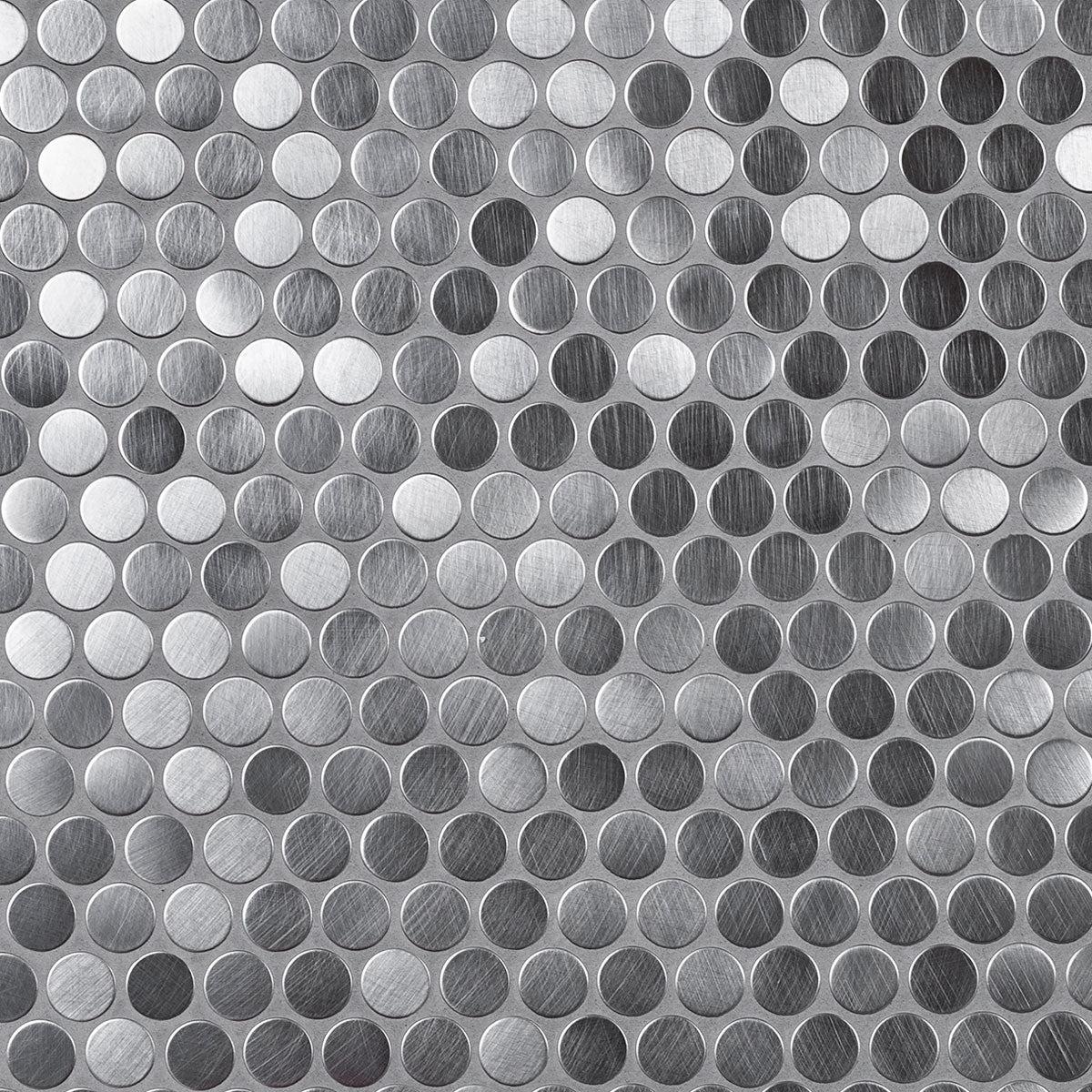 Add a modern industial touch with Stainless Steel Metal Penny Tile