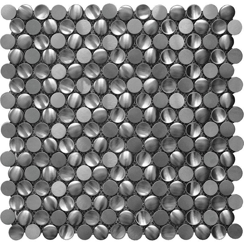 Stainless Steel Penny Pebble Metal Mosaic Tile Sample