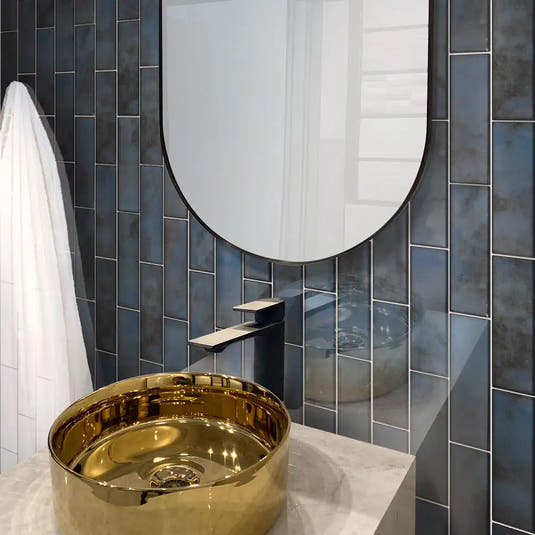 Stardust Blue Glass Mosaic Subway Tile 2X8 | Tile Club