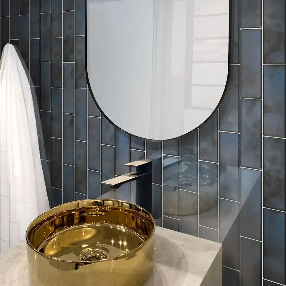 Stardust Blue Glass Mosaic Subway Tile 2X8 | Tile Club