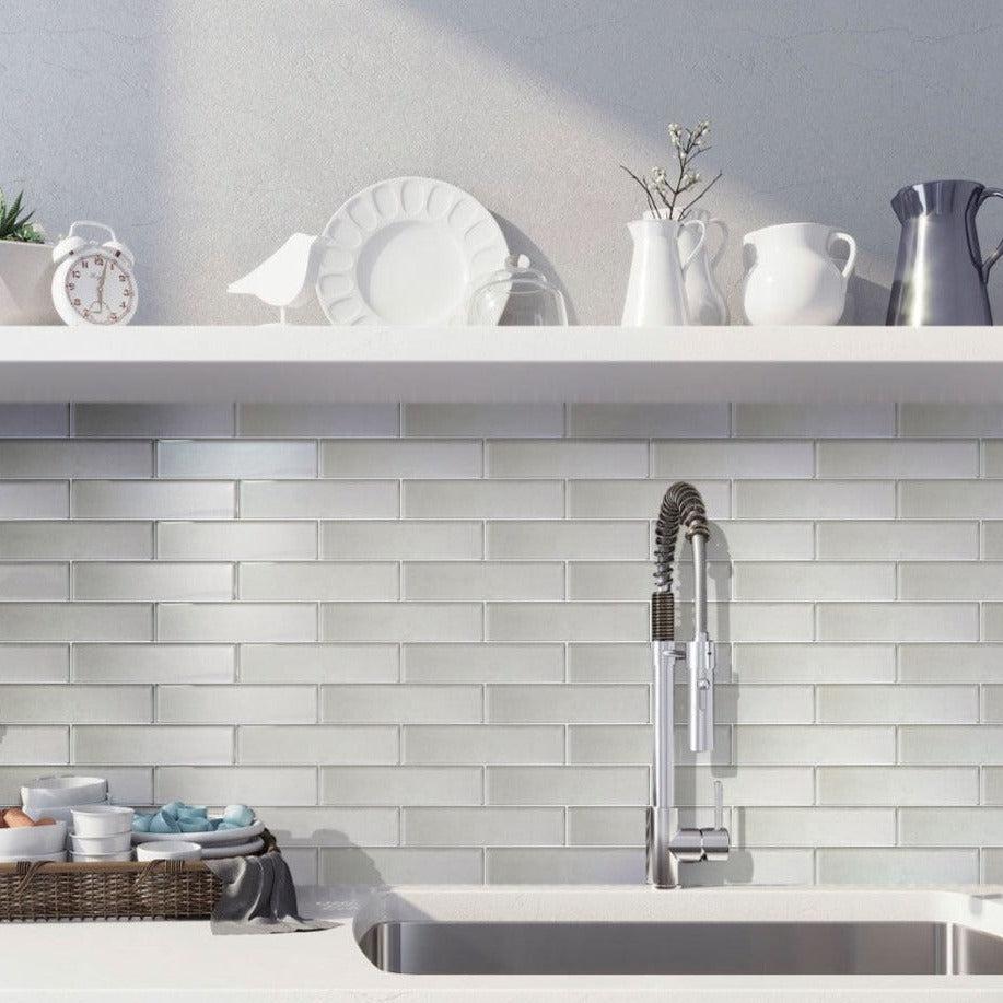 Stardust Ice 2X8 Glass Mosaic Tile