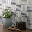 Sticks Carrara & Bardiglio Marble Mosaic Tile Backsplash