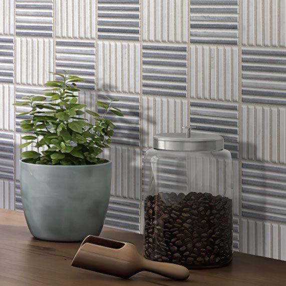 Sticks Carrara & Bardiglio Marble Mosaic Tile Backsplash