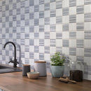 Kitchen with Sticks Carrara & Bardiglio Marble Mosaic Tile Backsplash