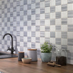 Kitchen with Sticks Carrara & Bardiglio Marble Mosaic Tile Backsplash