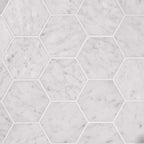 4 Inch White Carrara Hexagon Honed Marble Mosaic Tile