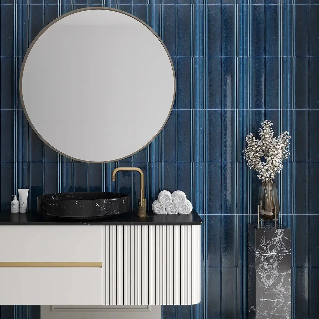 Struktura Blue Dimensional Porcelain Tile | Tile Club