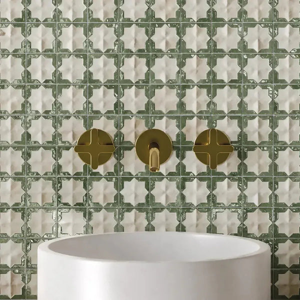 Sultana Celeste Green Porcelain Tile 12x22 Moroccan Wall Decor