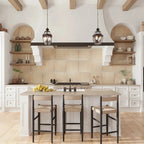 Modern Tuscan Kitchen with Sultana Stella Crema tiles