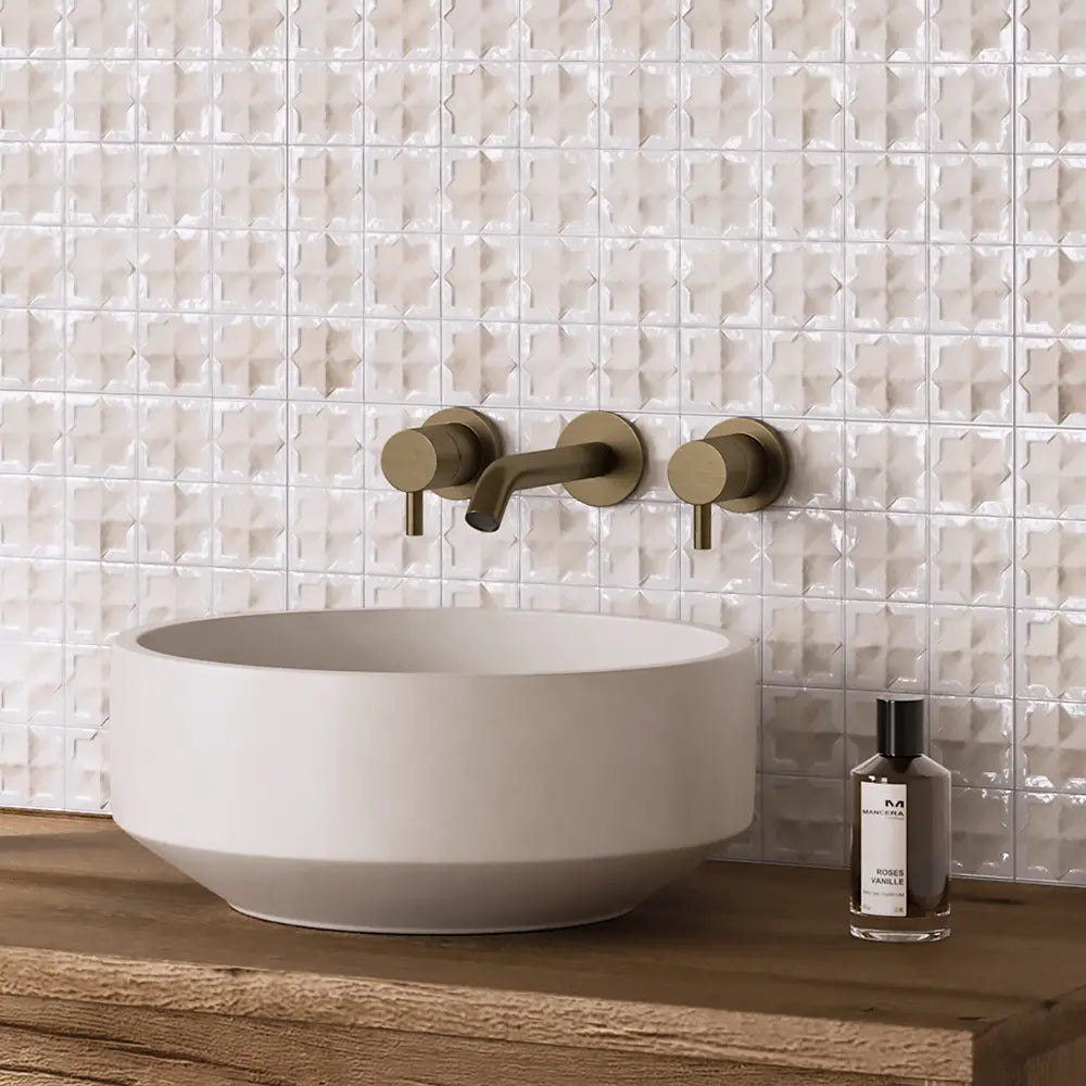 Sultana Celeste White Porcelain Tile Bathroom Accent Wall