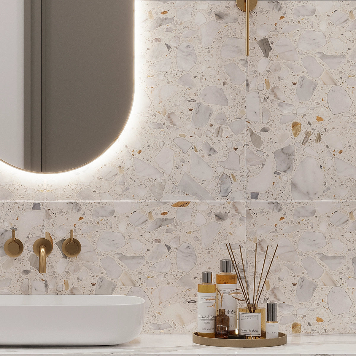 Summer Gold Terrazzo Resin Tile Sample | Tile Club