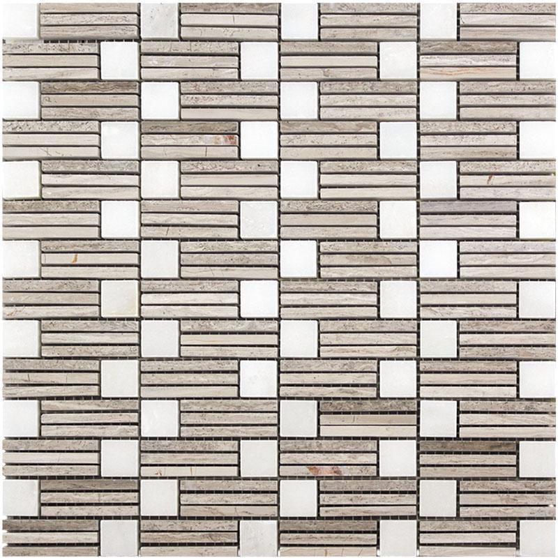 Symphony Wooden Beige Marble Mosaic Tile Sample