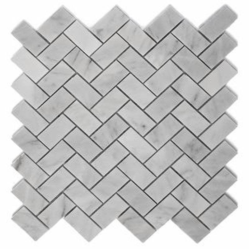 Carrara 1" x 2" Herringbone Tile