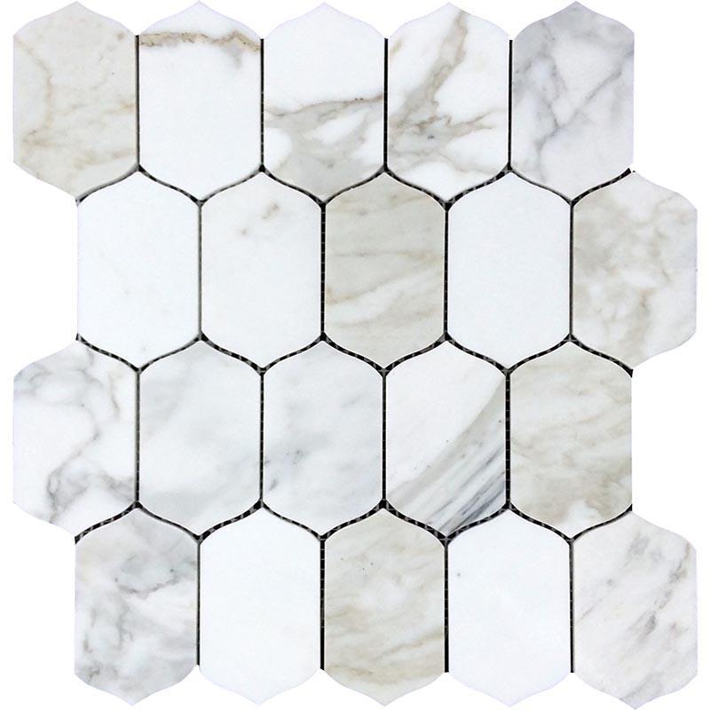 TCTS-01 White, Gray Calacatta Gold Mosaic Tile | Tile Club | Grand Background Tile