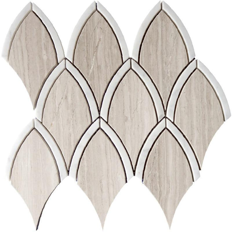 Wooden Grey Fan Marble Mosaic Tile Sample