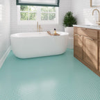 Teal Buttons Porcelain Penny Round Tile | Tile Club