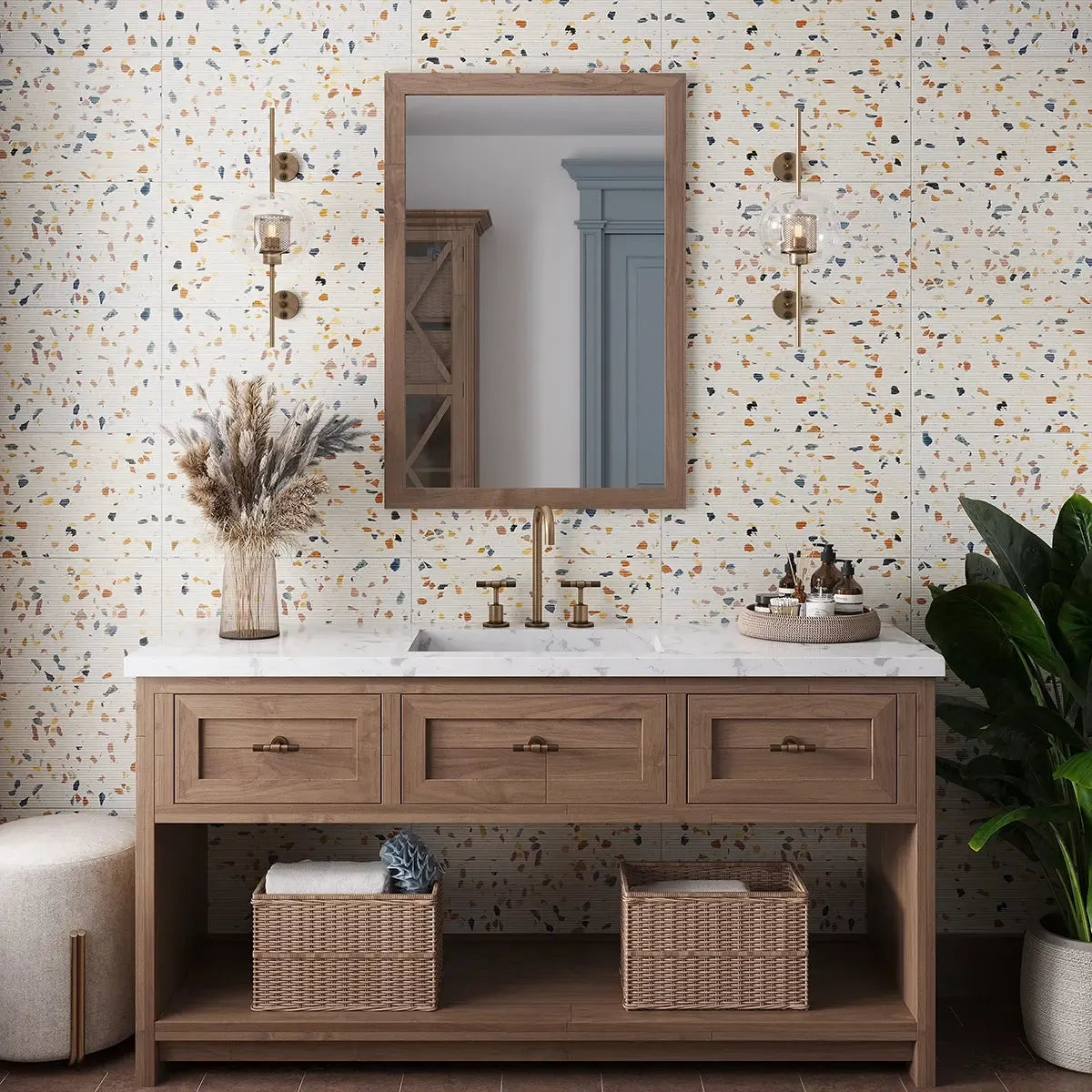 Terracotta Fluted Terrazzo Tile 12" x 24" | Tile Club