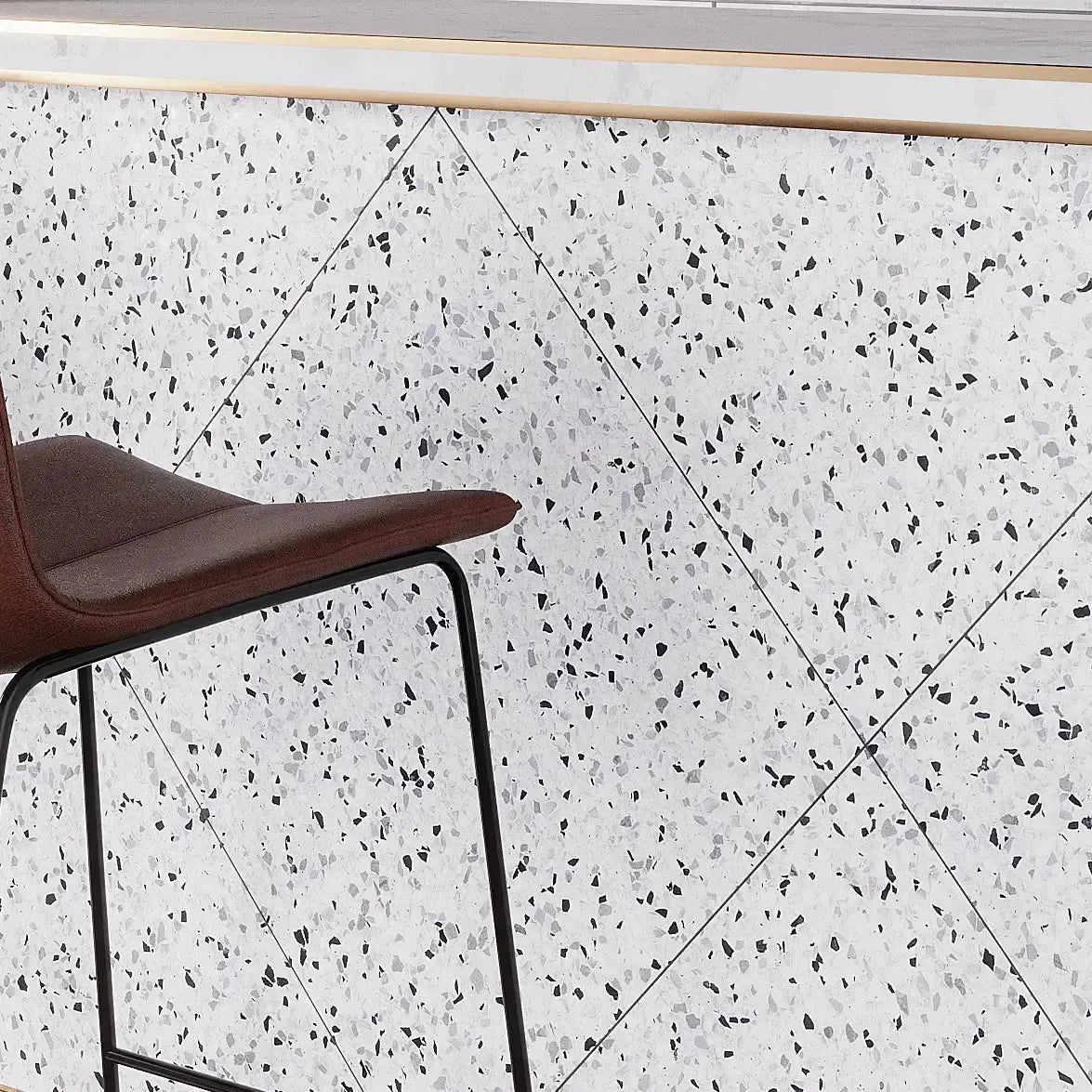 White and Black Terrazzo Square Porcelain Tile | Tile Club