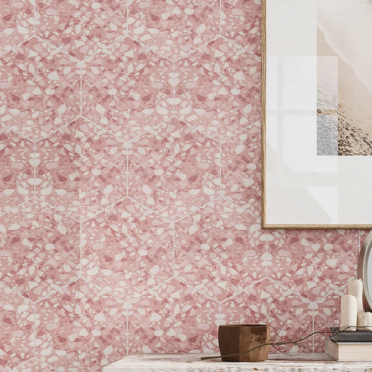 Desert Rose Terrazzo Hex Porcelain Tile | Tile Club
