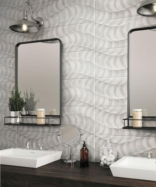 Tex Grey Atomic Bathroom Backsplash