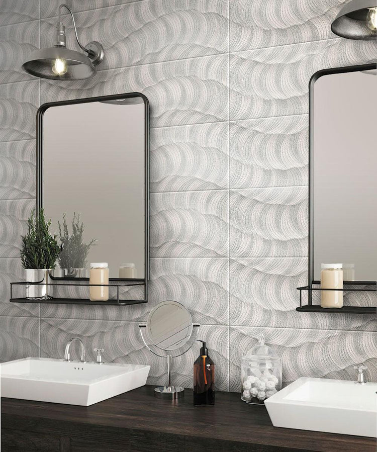 Tex Grey Atomic Bathroom Backsplash