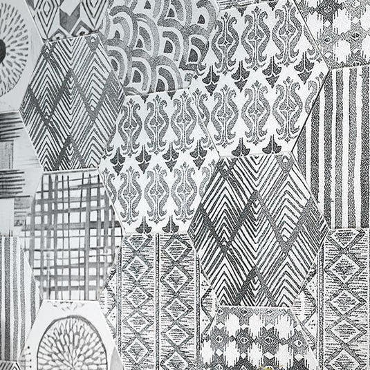 Tex Grey Hexagon Pattern Natural Wall Close-up