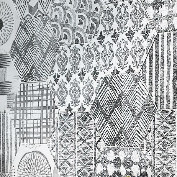 Tex Grey Hexagon Pattern Natural Wall Close-up