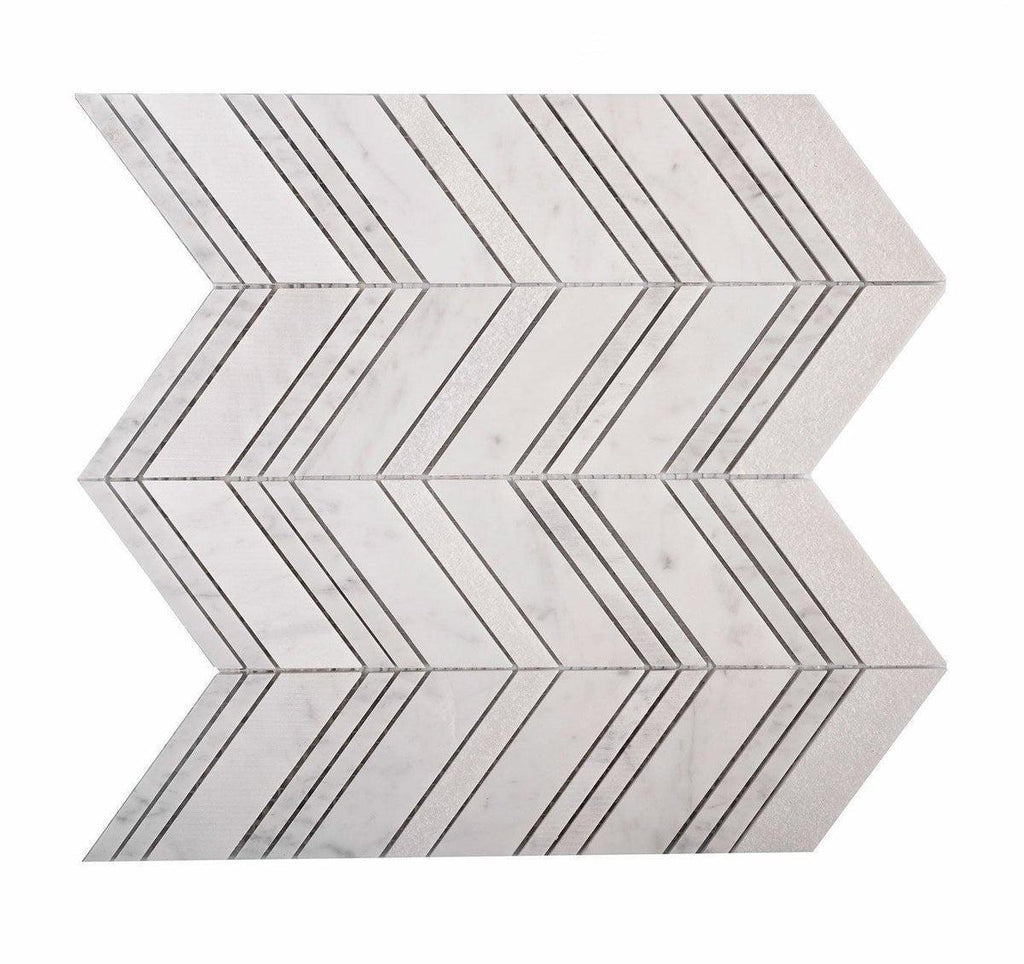 Carrara marble chevron tile