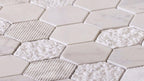 Textured Carrara Honeycomb Hexagon Marble Mosaic Tile