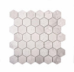 Textured Carrara Honeycomb Hexagon Marble Mosaic Tile Sample