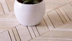 Textured Crema Marfil Chevron Marble Mosaic Tile | Tile Club
