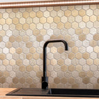 Textured Crema Marfil Honeycomb Hexagon Marble Mosaic Tile | Tile Club
