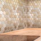 Textured Crema Marfil Honeycomb Hexagon Marble Mosaic Tile | Tile Club