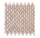 Textured Crema Marfil Leaf Marble Mosaic Tile