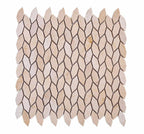 Textured Crema Marfil Leaf Marble Mosaic Tile