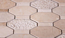 Textured Elongated Crema Marfil Hexagon Marble Mosaic Tile Position: 2